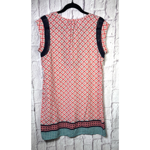 Black Rainn Women's M Boho Floral Sleeveless Mini Lightweight Shift Dress Rayon - Picture 3 of 9